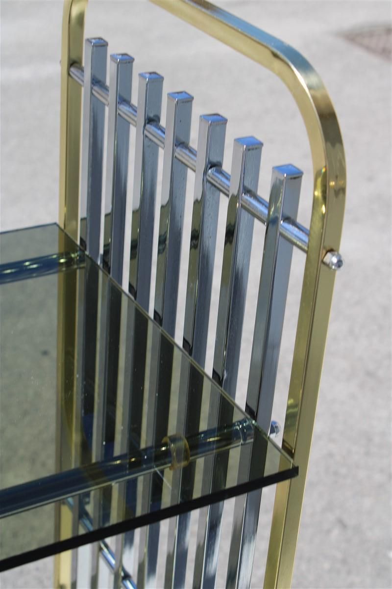 Romeo Rega 1970s Italian Shelf In Brass And Chrome Minimalist Glass Shelves photo vintage