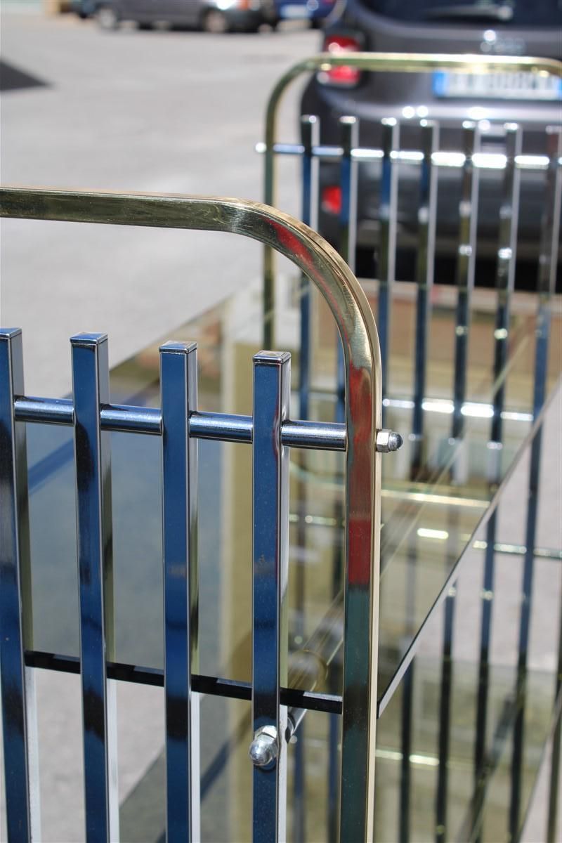 1943.0 Romeo Rega 1970s Italian Shelf In Brass And Chrome Minimalist Glass Shelves photo