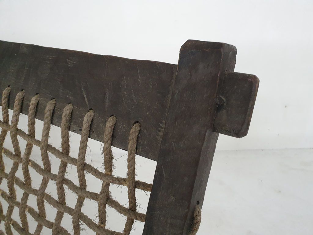 Unieke Massief Eiken Bank Met Touwbekleding, Nederland, Ca. Jaren 1960 photo Meubels