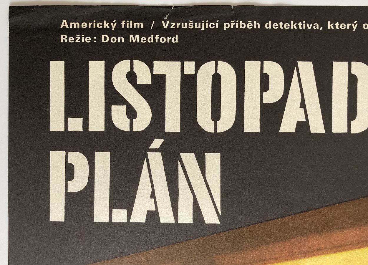 Original Film Poster, The November Plan, Miroslav Hlaváček, 1977, Genuine Czech Vintage Print photo furniture