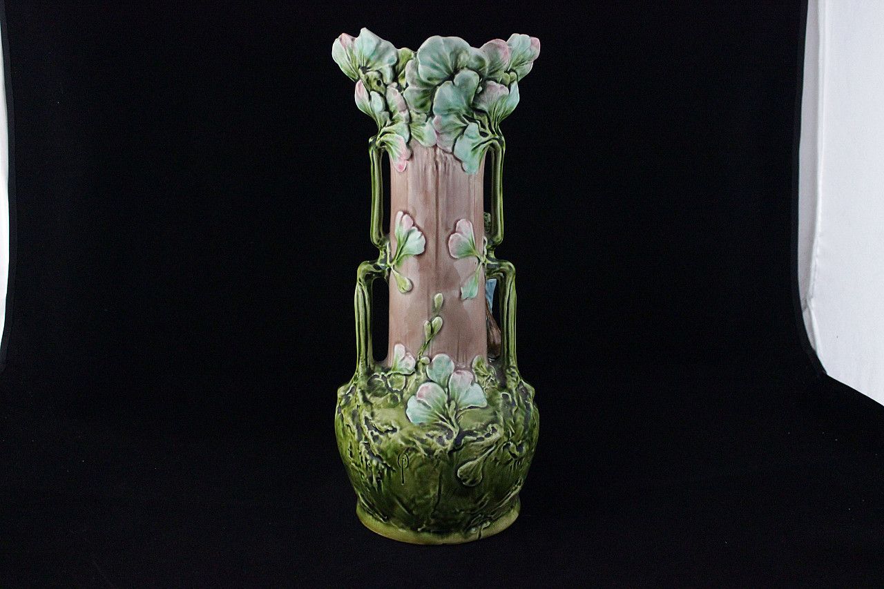 Pair Of Vases With Reliefs Of Children And Foliage In Art Nouveau Style, Early 20th Century photo 1956.24