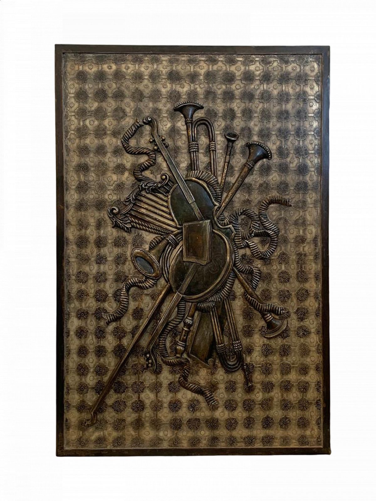 Decorative Panel In Carved Resin On Wood By Lam Lee, 1990s