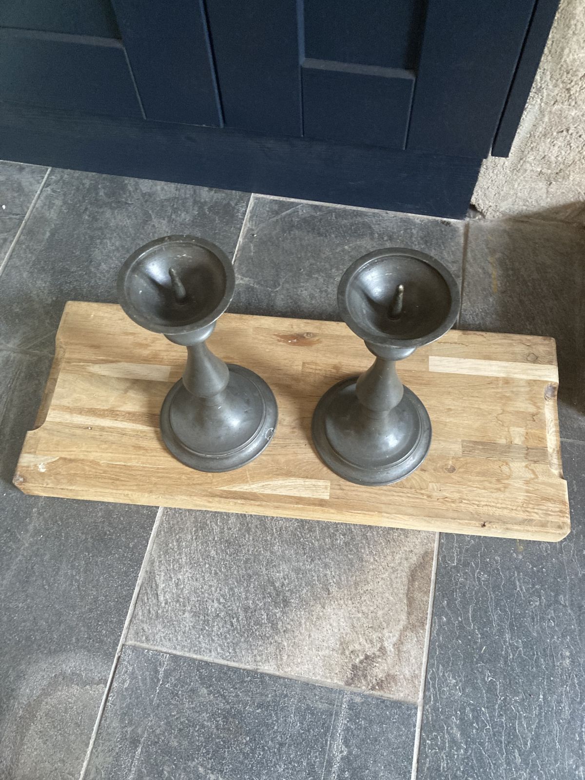 Pair Of Pewter Candlesticks/Spikes photo 80.0