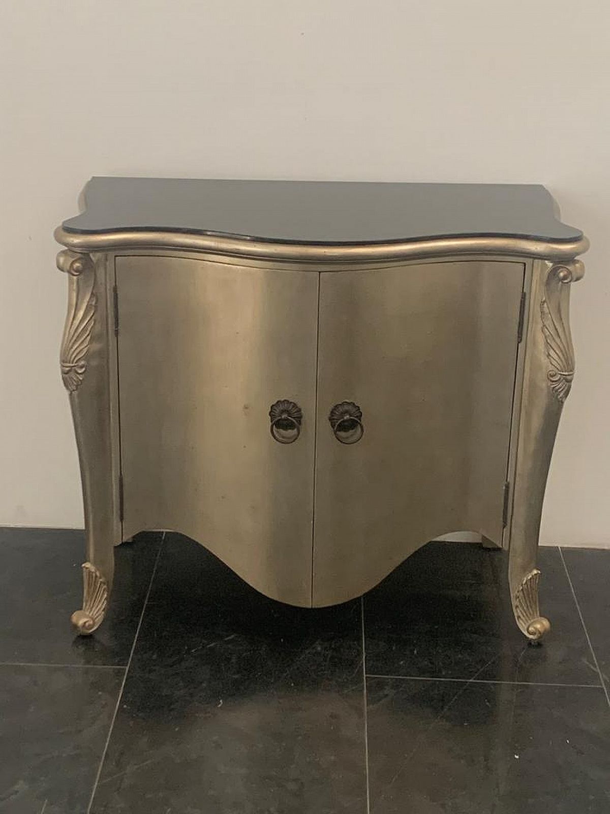Louis XV Style Sideboard In Silvered Wood With Marble Top, 1980s photo Furniture