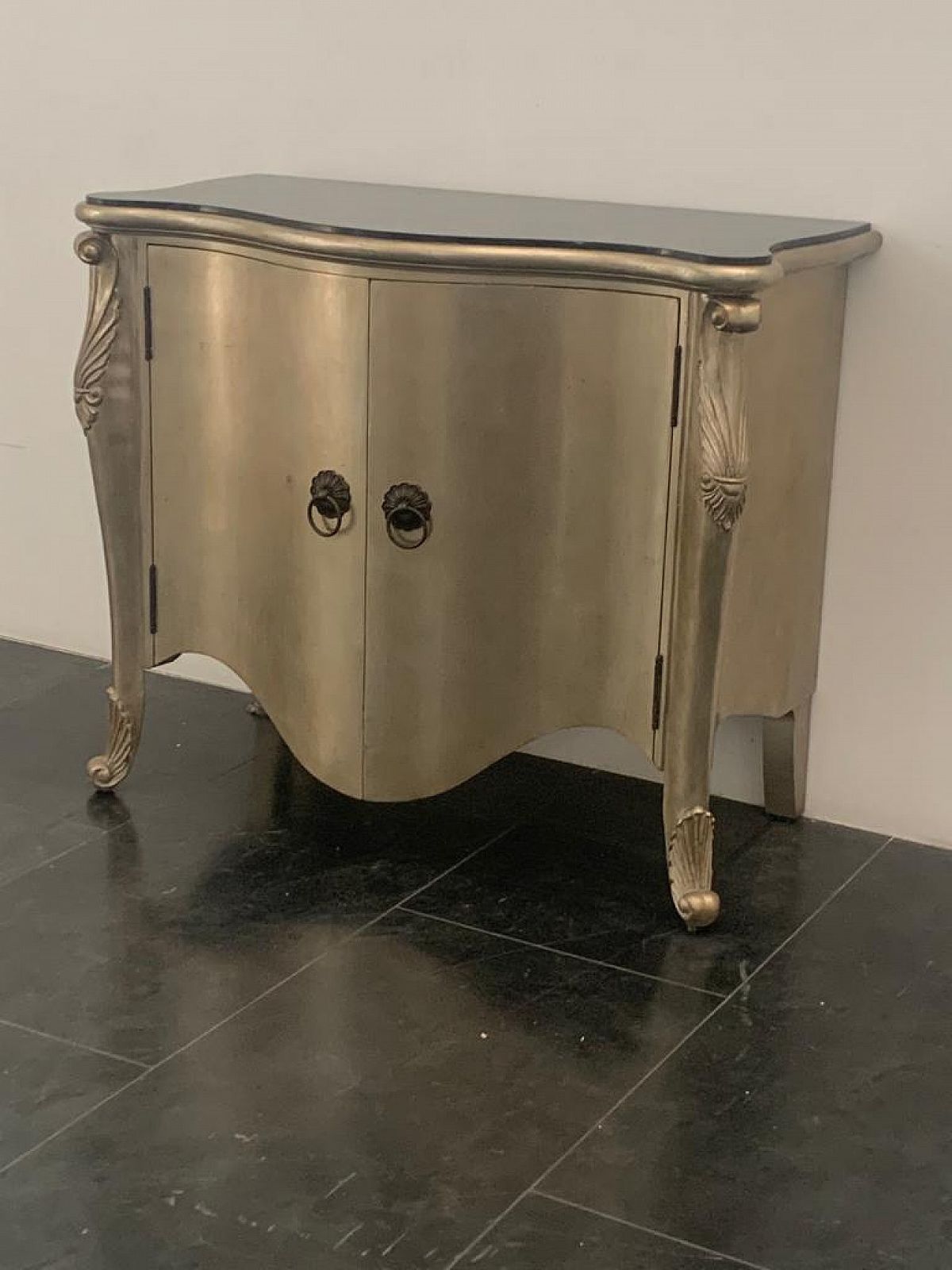 Louis XV Style Sideboard In Silvered Wood With Marble Top, 1980s photo 1630.72