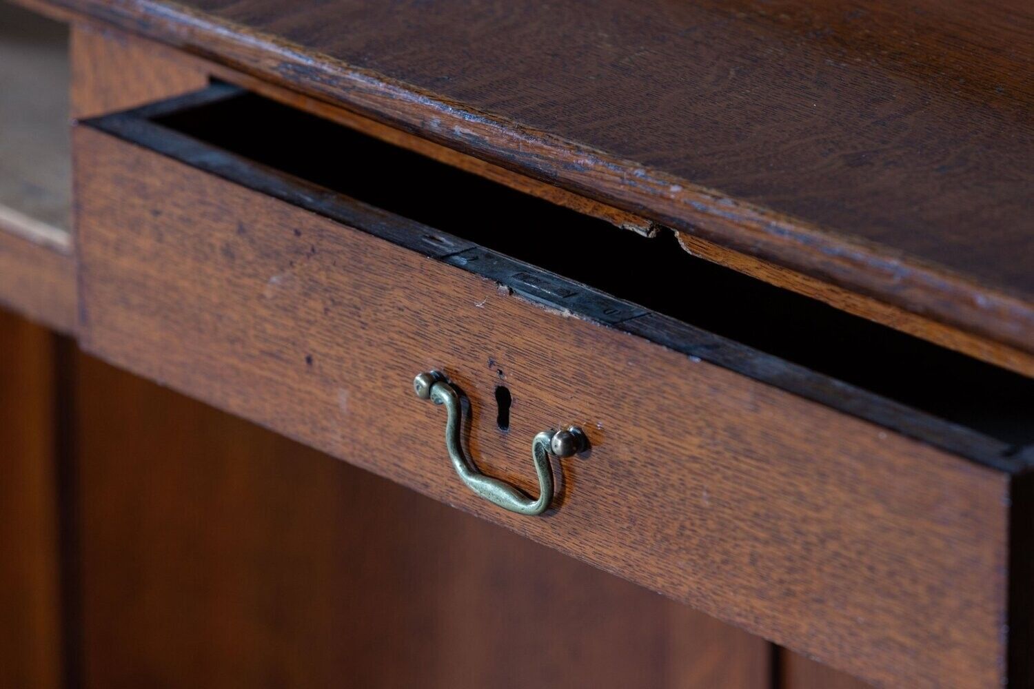 Furniture 19thc French Oak Bank Counter Desk photo