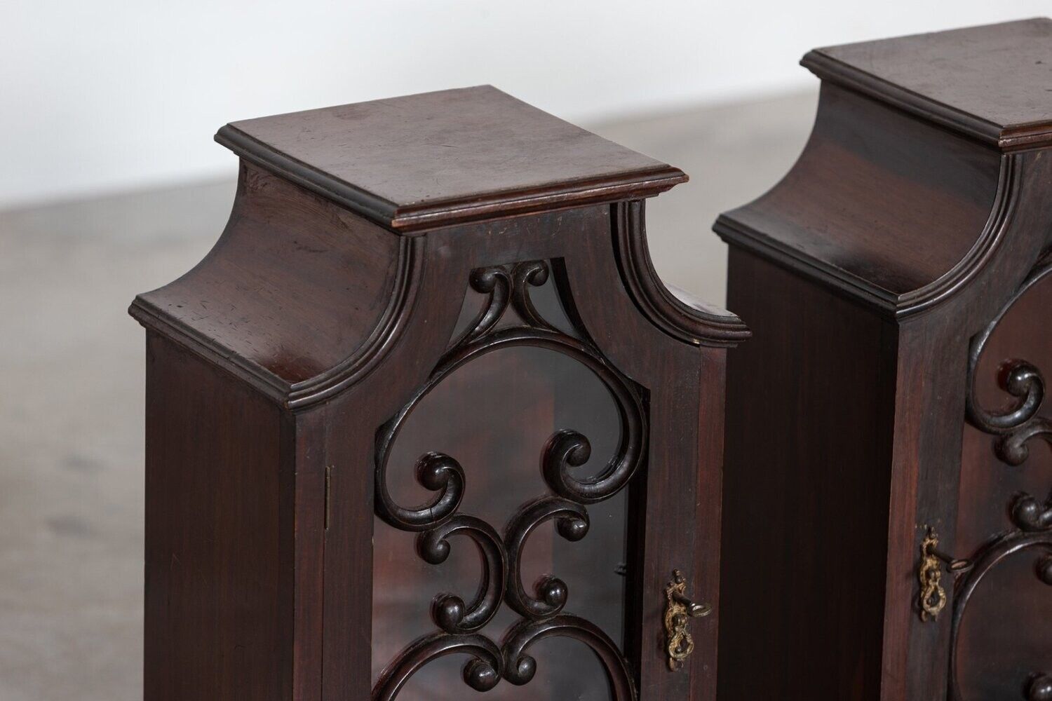 Pair 19thc English Mahogany Glazed Cabinets photo buy