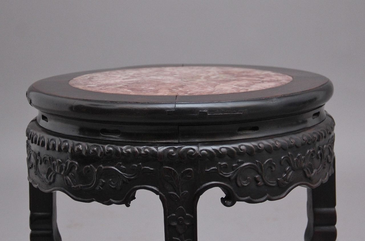 A Pair Of 19th Century Chinese Carved Hardwood Occasional Tables photo vinterior