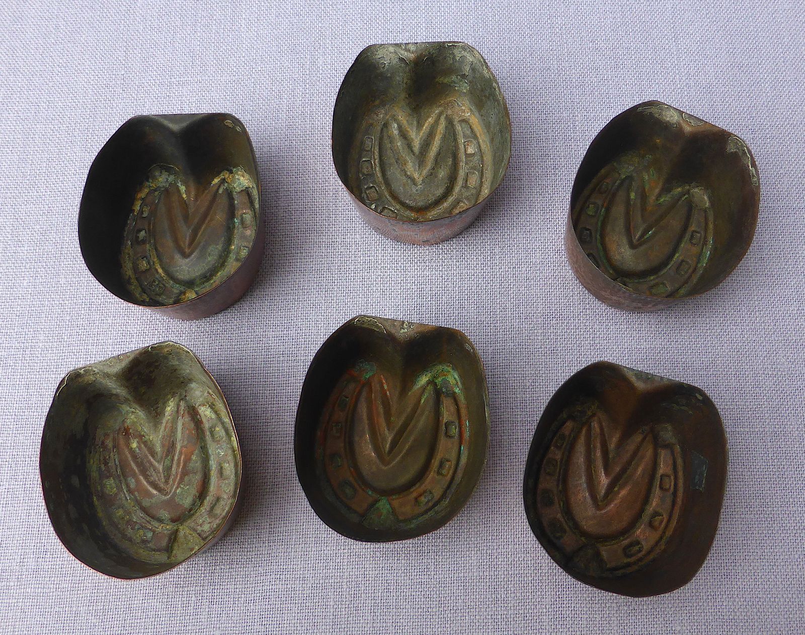 Set Of 6 Copper Horseshoe Shaped Aspic Moulds photo furniture