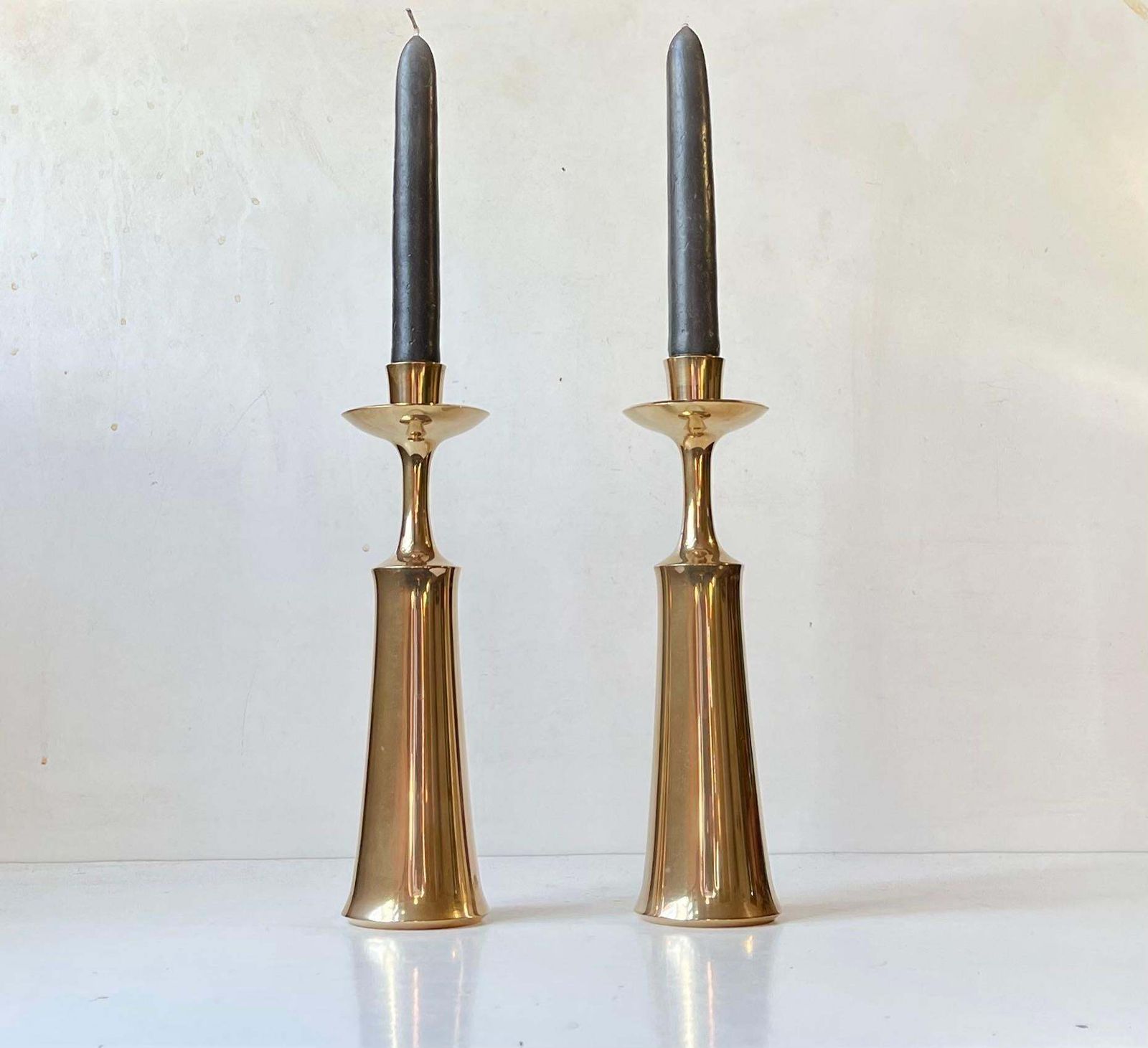 Large Danish Brass Candlesticks By Jens Harald Quistgaard, Ihq, 1960s photo furniture