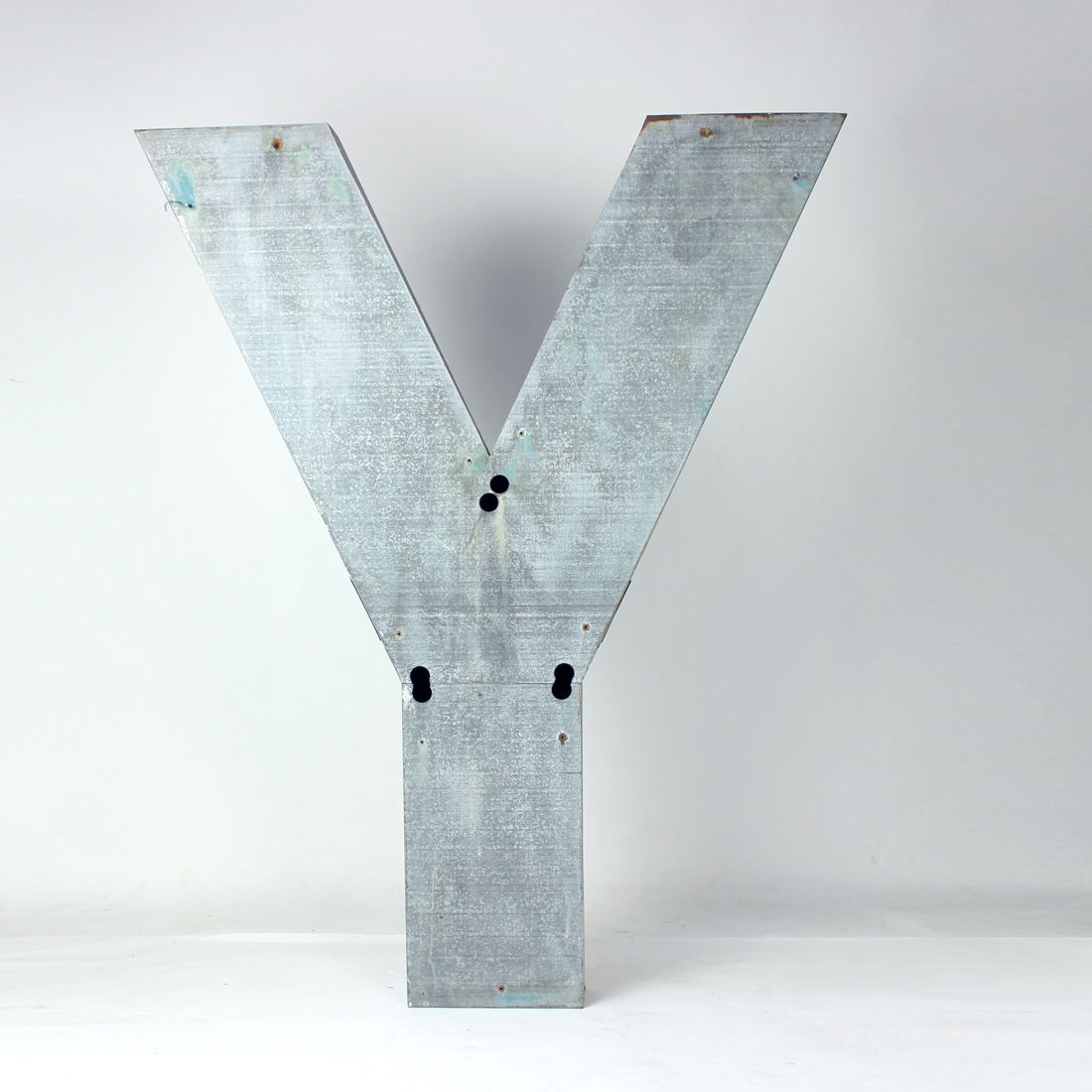 Huge Vintage Industial Zinc Letter Y, Czechoslovakia 1950s photo furniture