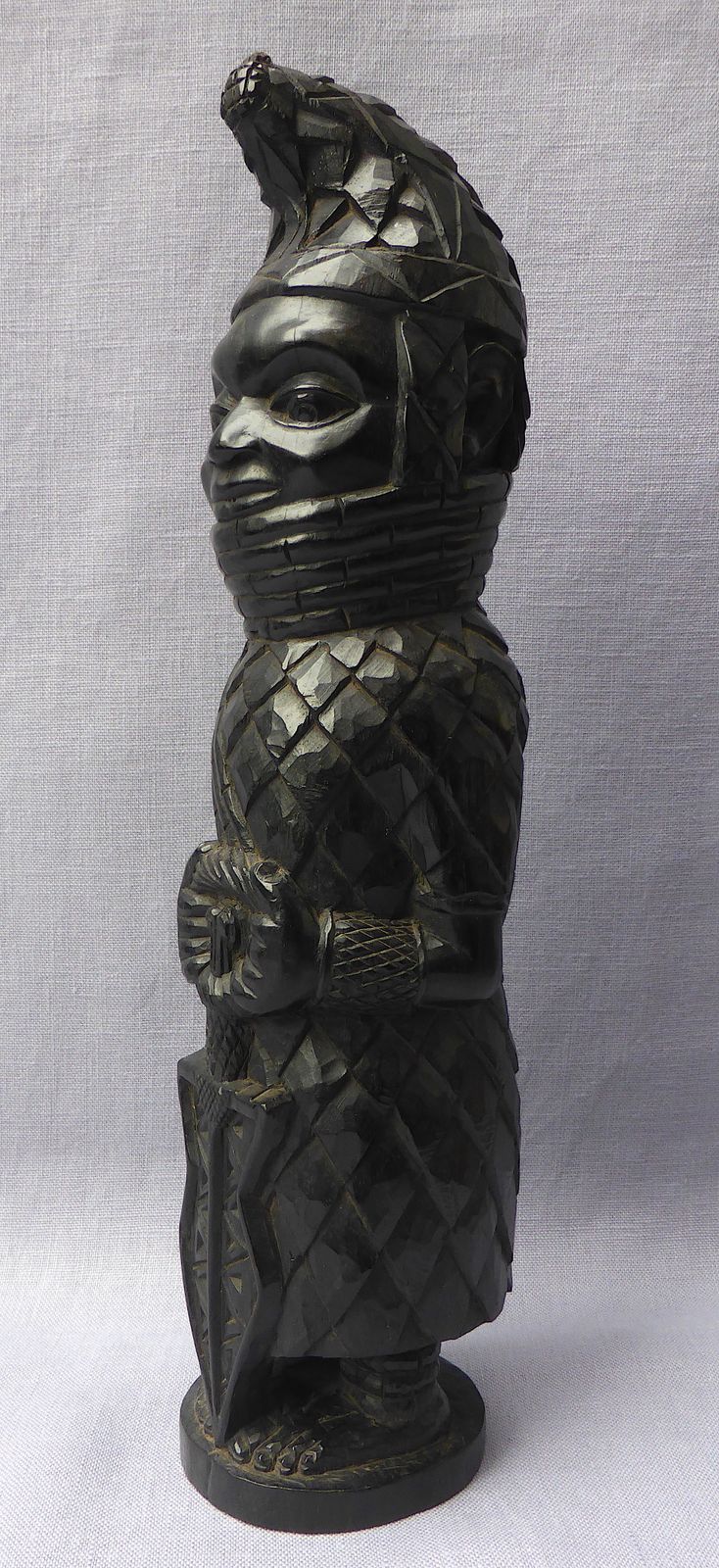 Carved Ebony Tribal Figure Of The Benin Oba Of Nigeria photo for sale