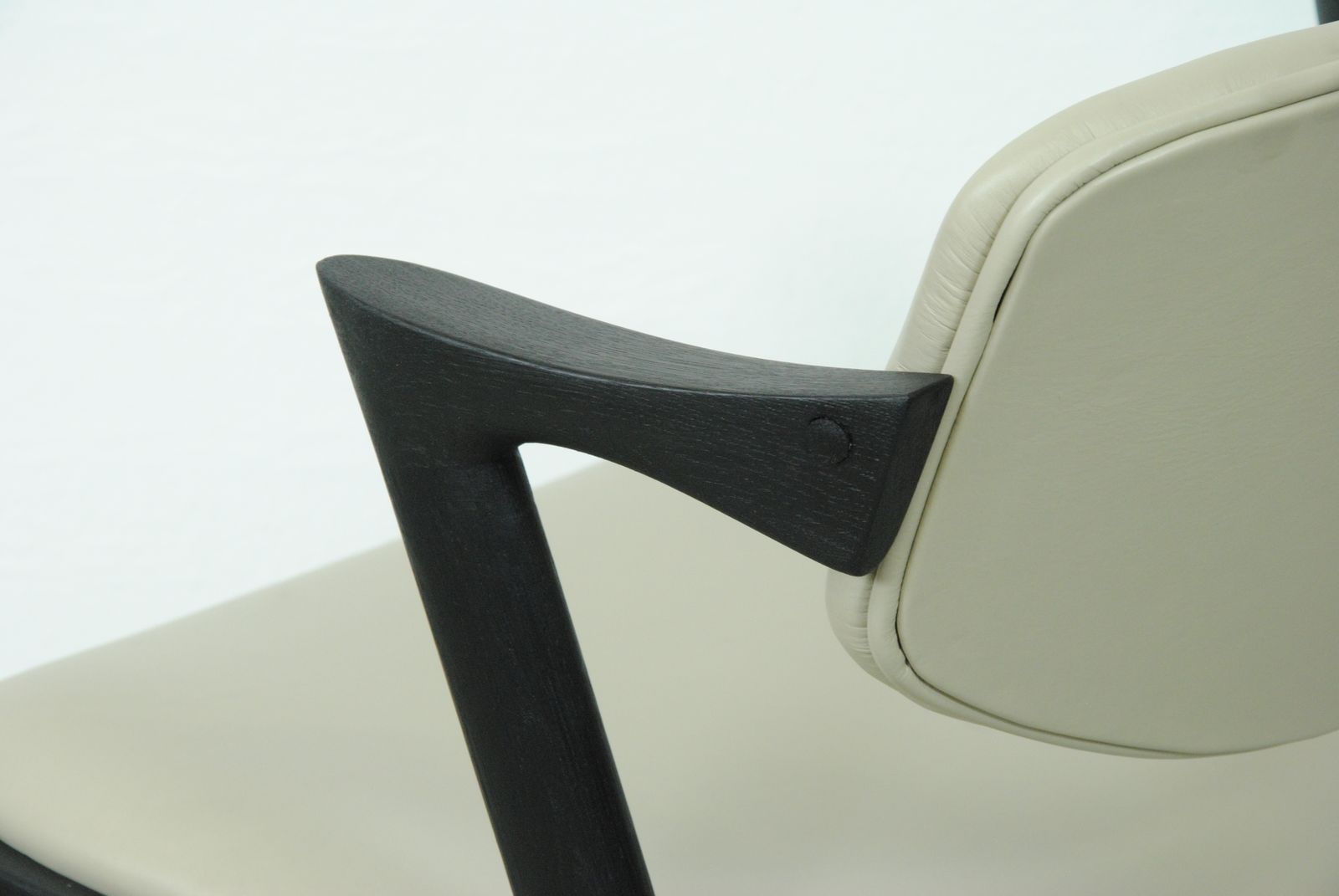 Furniture Set Of 8 Fully Restored And Ebonized Kai Kristiansen Dining Chairs Inc. Custom Reupholstery 1960's photo