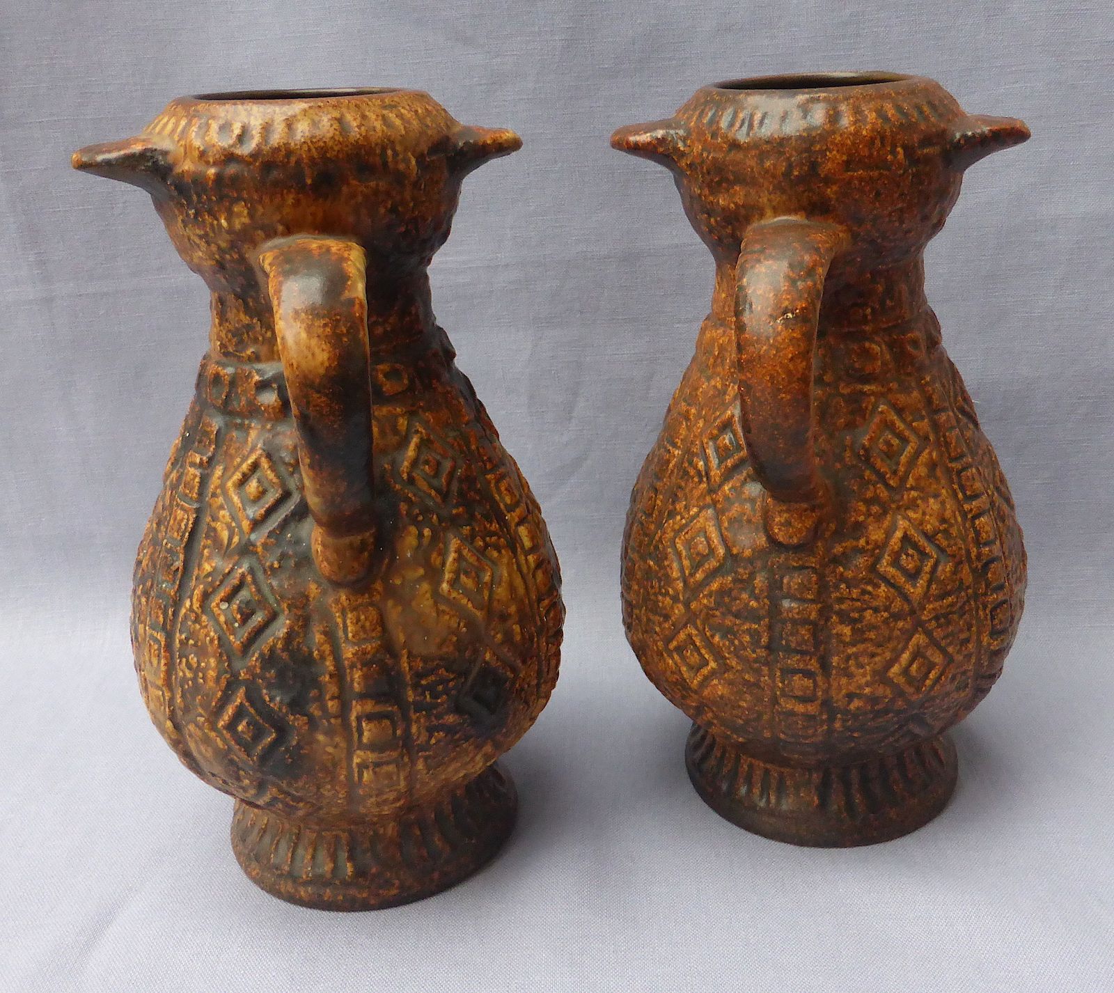 Unusual Pair Of 1970s Jasba Aztec Animal Jugs photo Home Decor