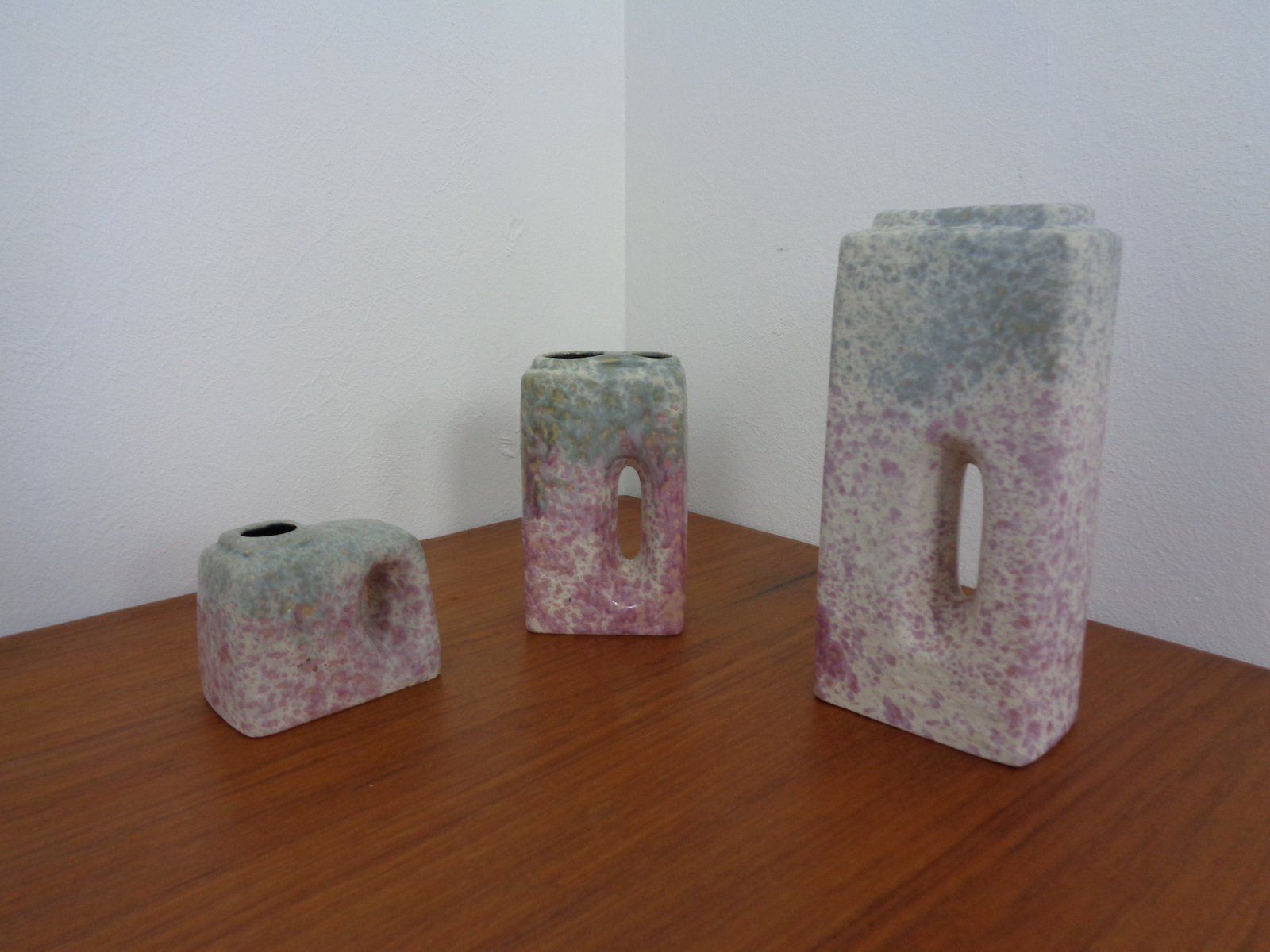 Pink Vases From ü Keramik, 1970s, Set Of 3