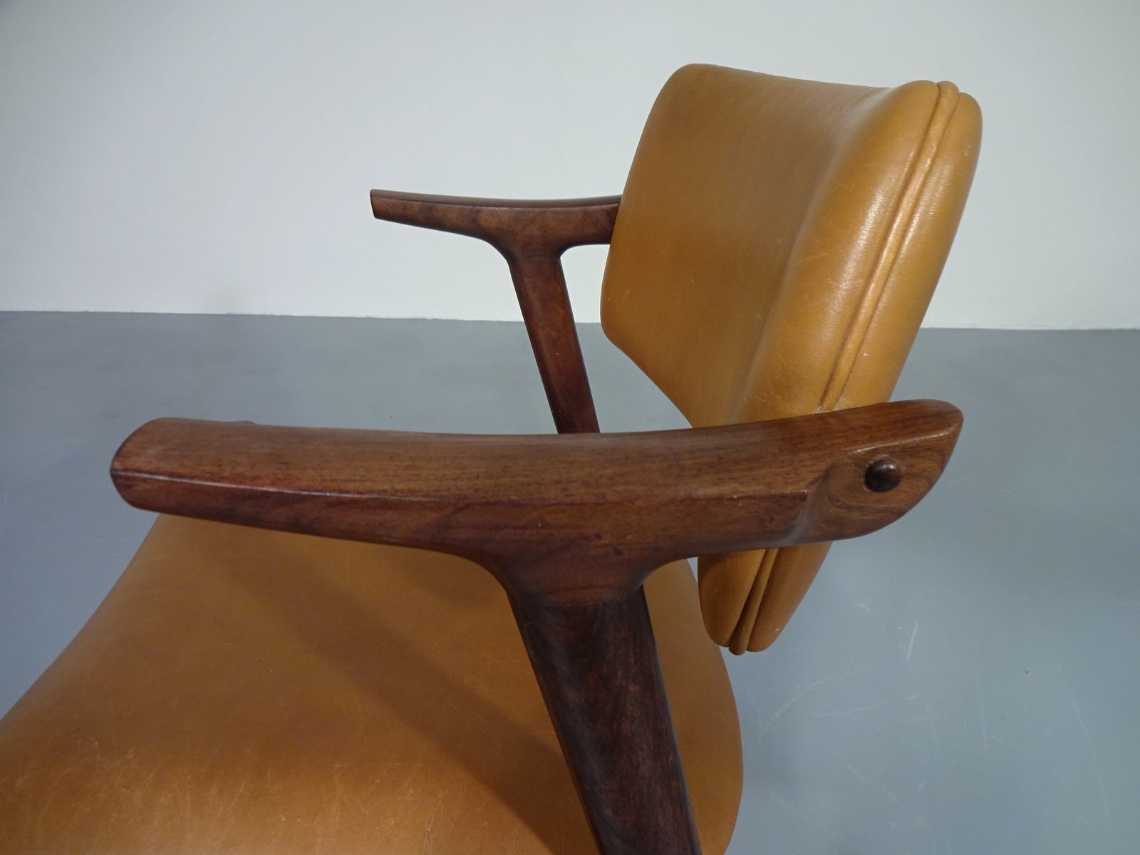 Rosewood & Leather Armchair From Gm, 1960s photo vinterior
