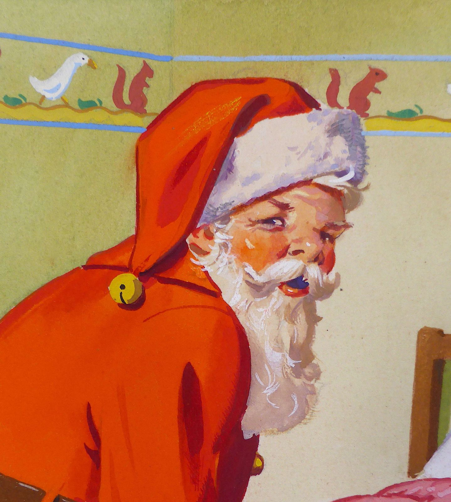 Original Watercolour Of Father Christmas photo for sale