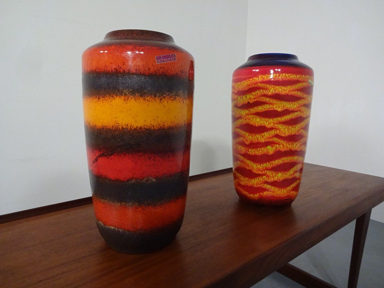 Large Fat Lava Ceramic Vases From Scheurich, 1970s, Set Of 2 photo for sale