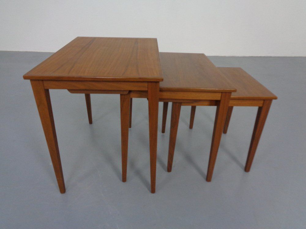 Danish Teak Nesting Tables By Kvalitet Form Funktion, 1960s, Set Of 3 photo Furniture