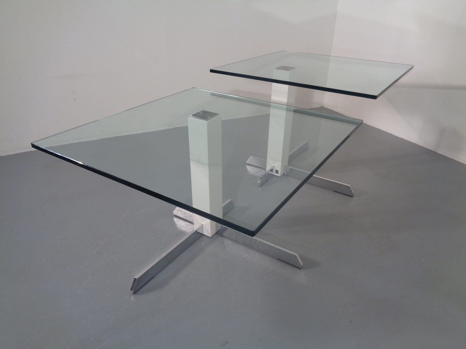 Glass And Metal Side Tables From Wk Wohnen, 1990s, Set Of 2 photo vinterior