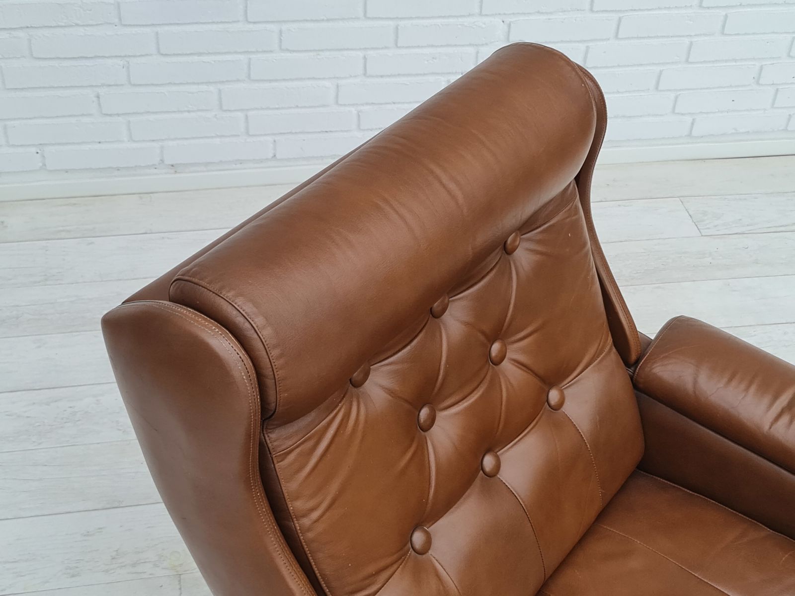1970s, Midcentury Danish Leather Loungechair photo vintage