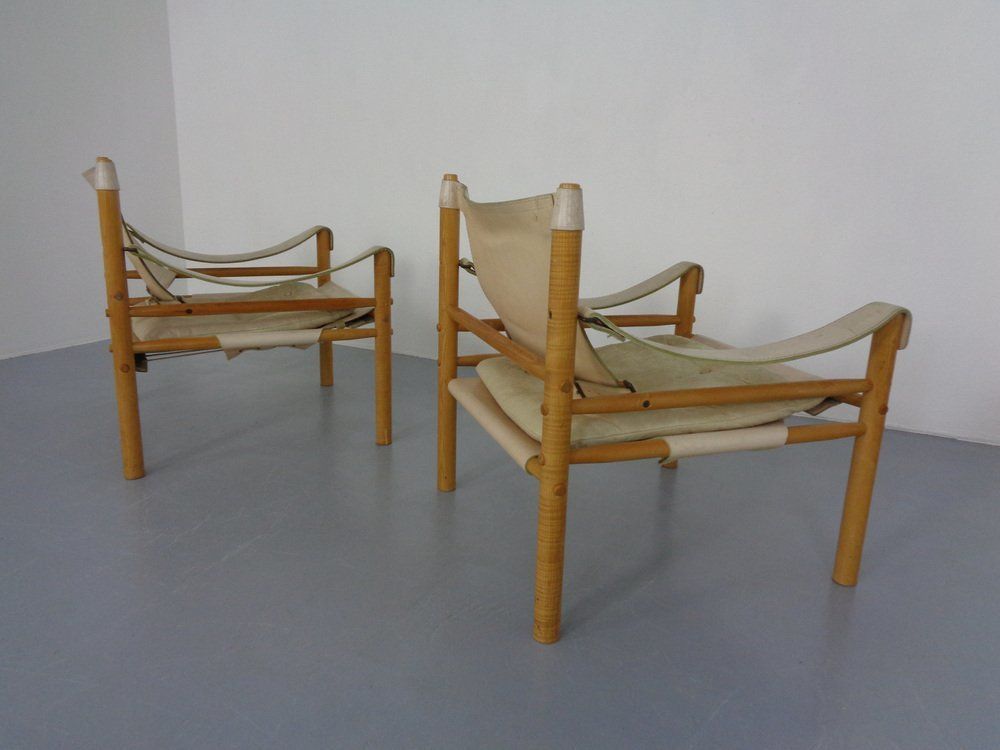 Oak & Leather Sirocco Safari Chairs By Arne Norell, 1960s, Set Of 2 photo vintage