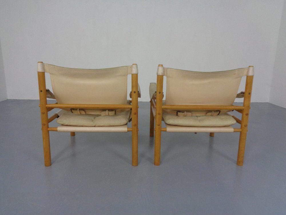 Furniture Oak & Leather Sirocco Safari Chairs By Arne Norell, 1960s, Set Of 2 photo