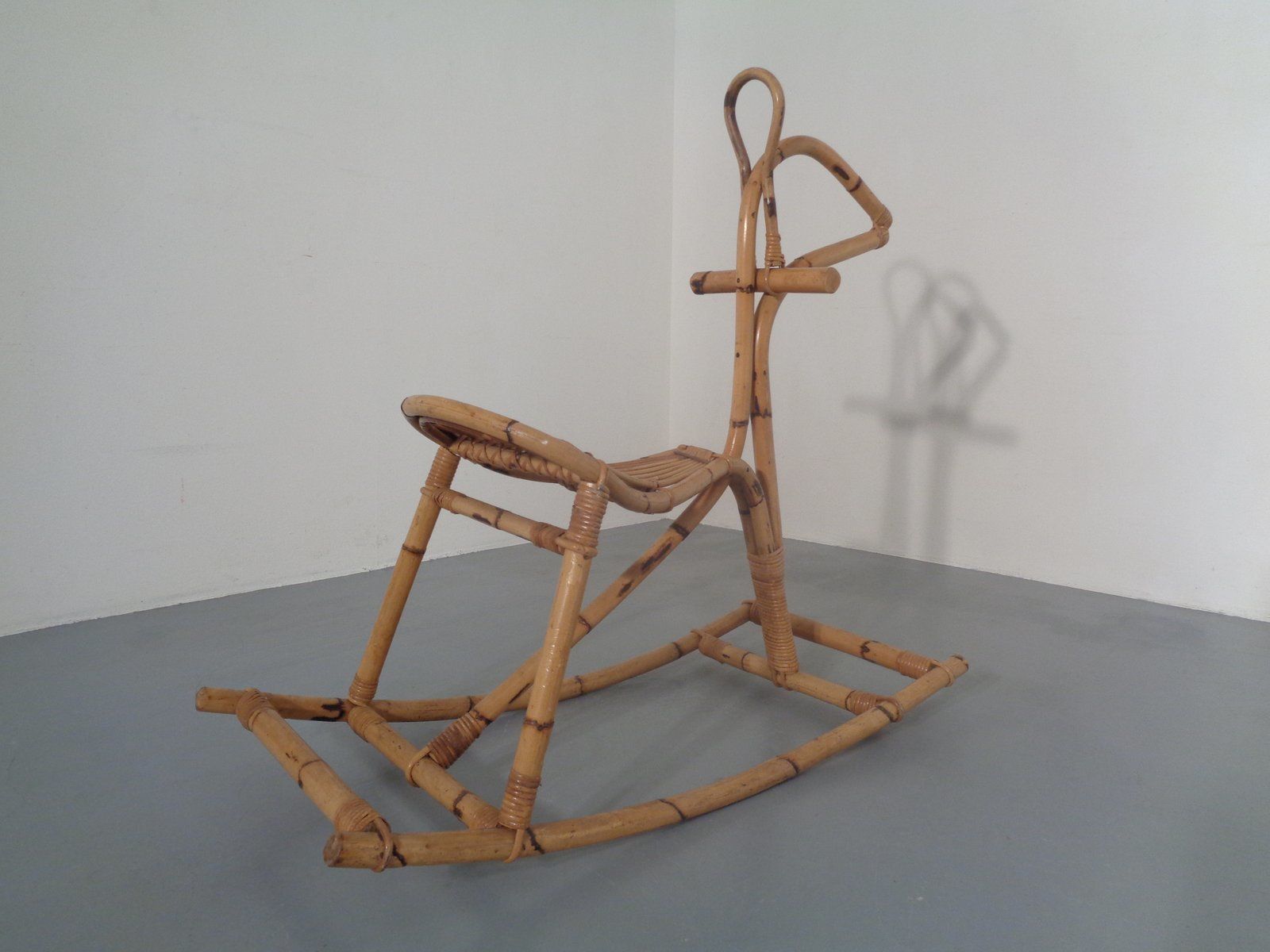 Large Bamboo Rocking Horse By Dirk Van Sliedregt For Rohé Noordwolde, 1950s photo vinterior