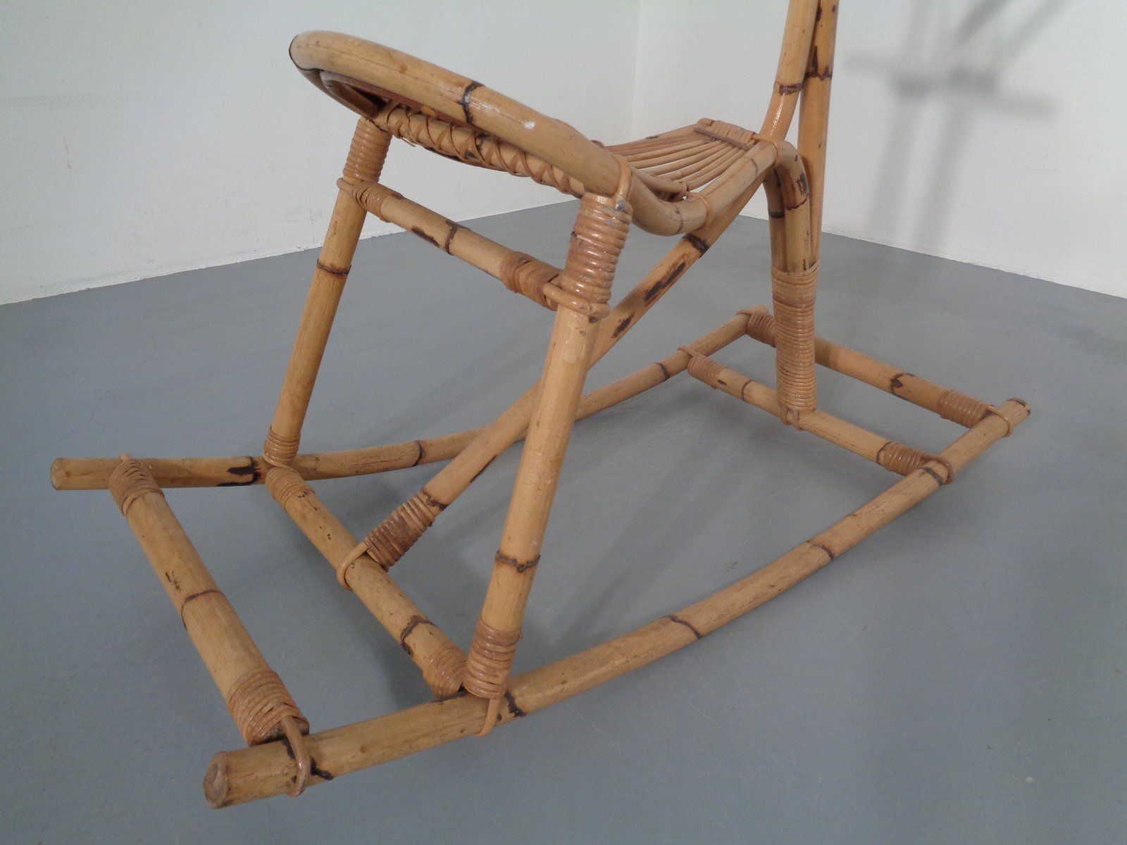 photo furniture Large Bamboo Rocking Horse By Dirk Van Sliedregt For Rohé Noordwolde, 1950s