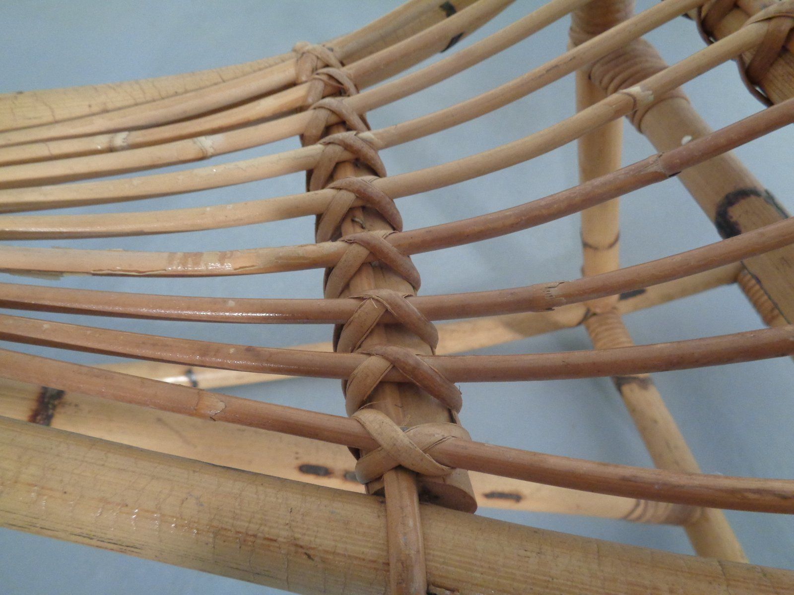 photo vintage Large Bamboo Rocking Horse By Dirk Van Sliedregt For Rohé Noordwolde, 1950s