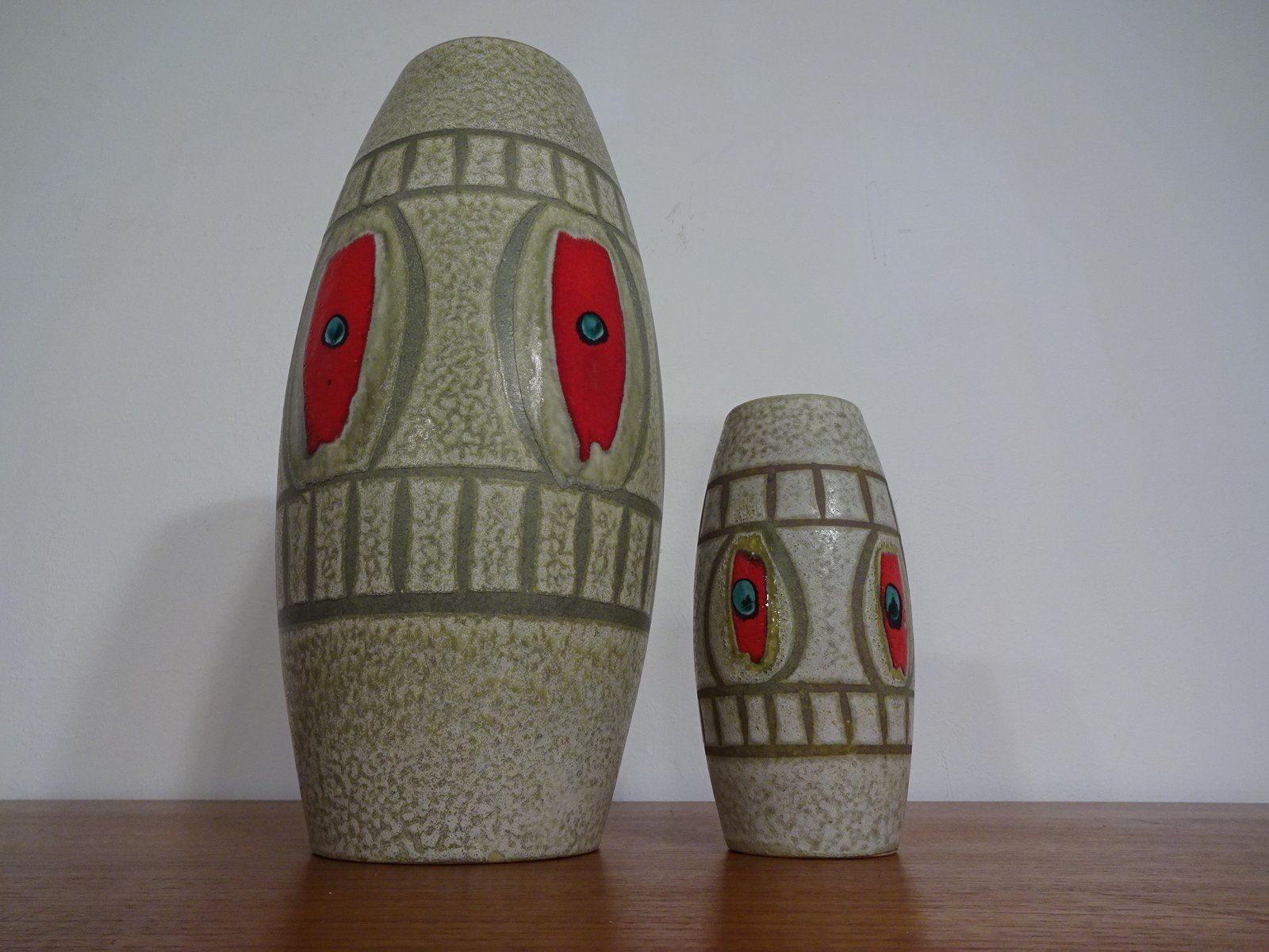 West German Ceramic Vases From Scheurich, 1960s, Set Of 2 photo vinterior