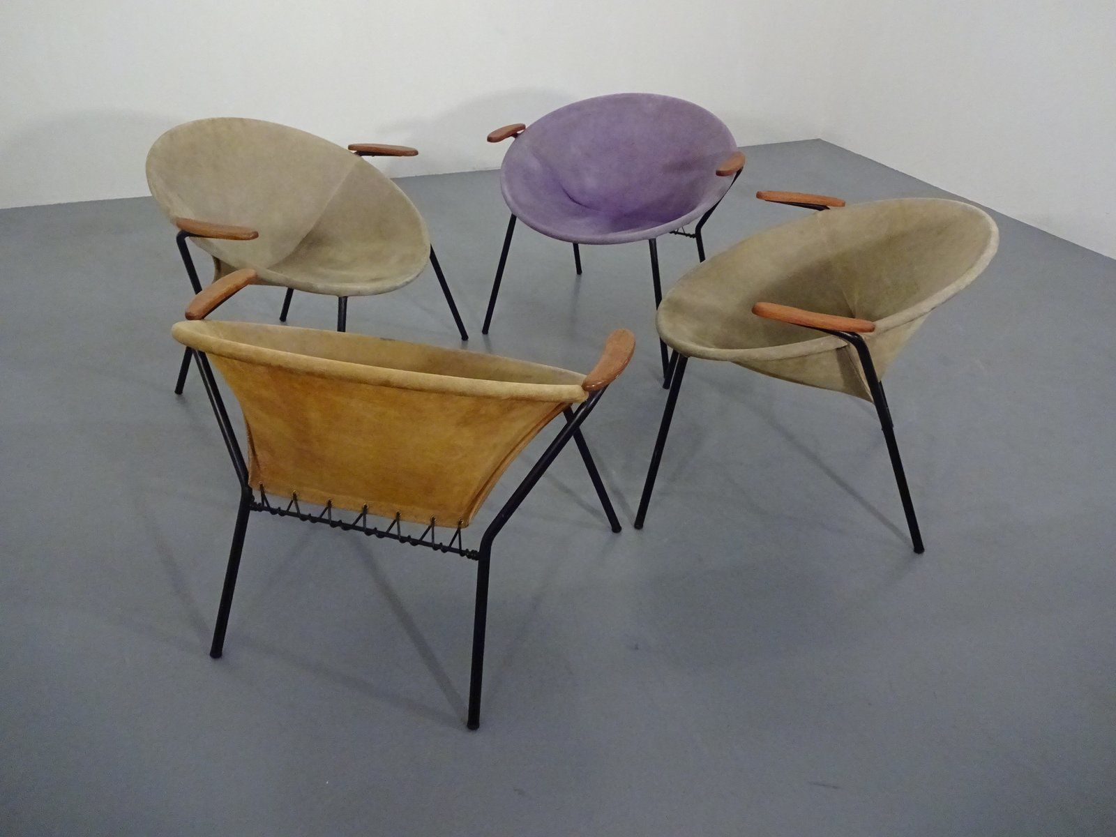 Danish Sueded Balloon Chairs By Hans Olsen For Lea Furniture, 1950s, Set Of 4 photo 3275.0