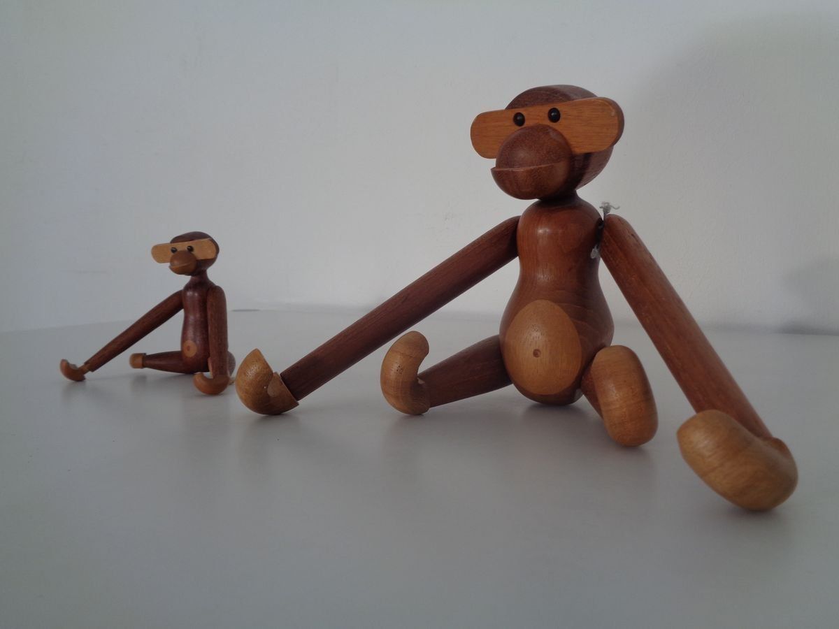 Teak Monkeys By Kay Bojesen, 1950s, Set Of 2 photo for sale