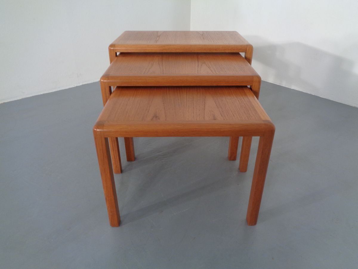 Teak Nesting Tables By Kai Kristiansen For Vildbjerg Møbelfabrik, 1960s, Set Of 3