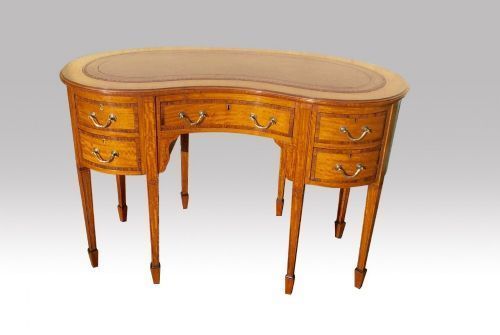 Antique Inlaid Satinwood And Kingwood Kidney Shape Desk photo buy