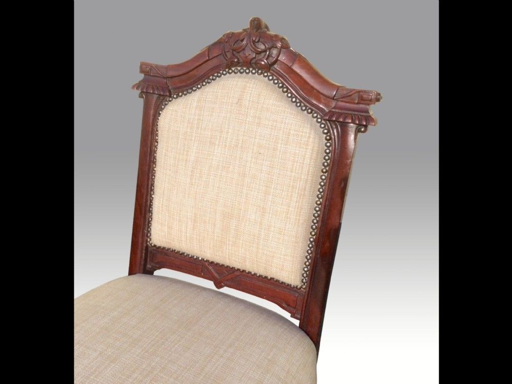 Set Of Six Antique Mahogany Upholstered Dining Chairs. photo Furniture