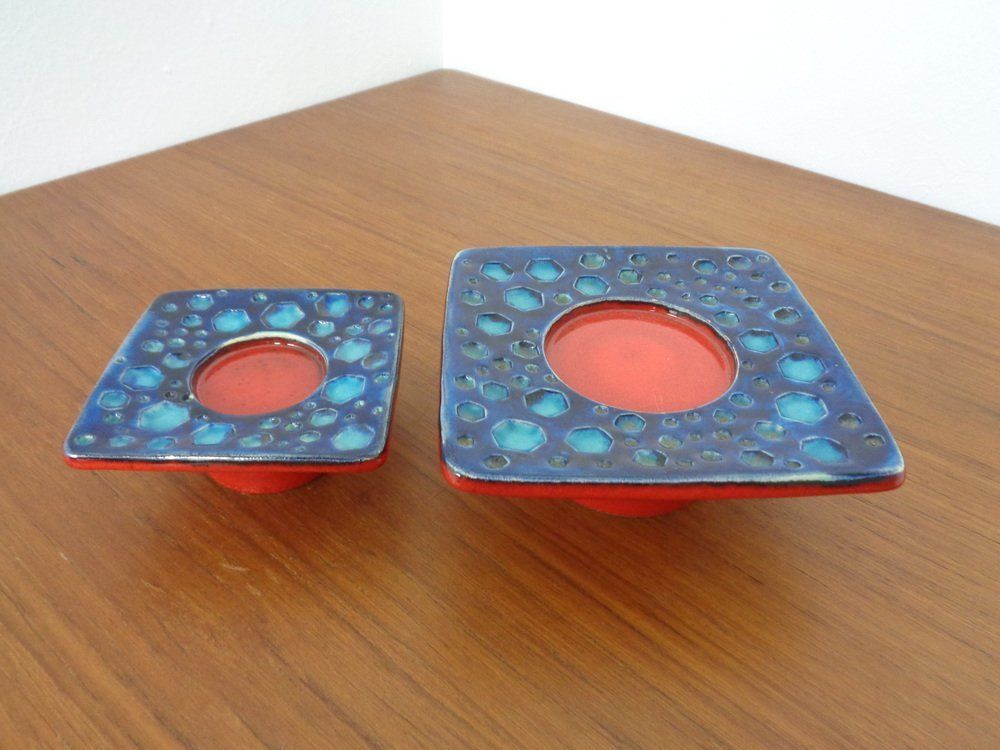 Studio Ceramic Candleholders From Dumler & Breiden, 1970s, Set Of 2