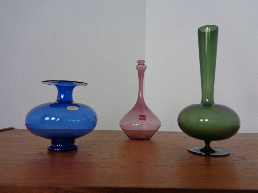 Blown Vases By Thuringian Glaskunst Lauscha, 1960, Set Of 3