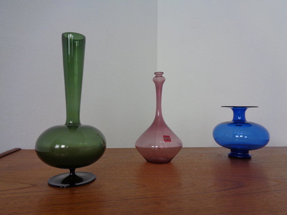 Blown Vases By Thuringian Glaskunst Lauscha, 1960, Set Of 3 photo furniture