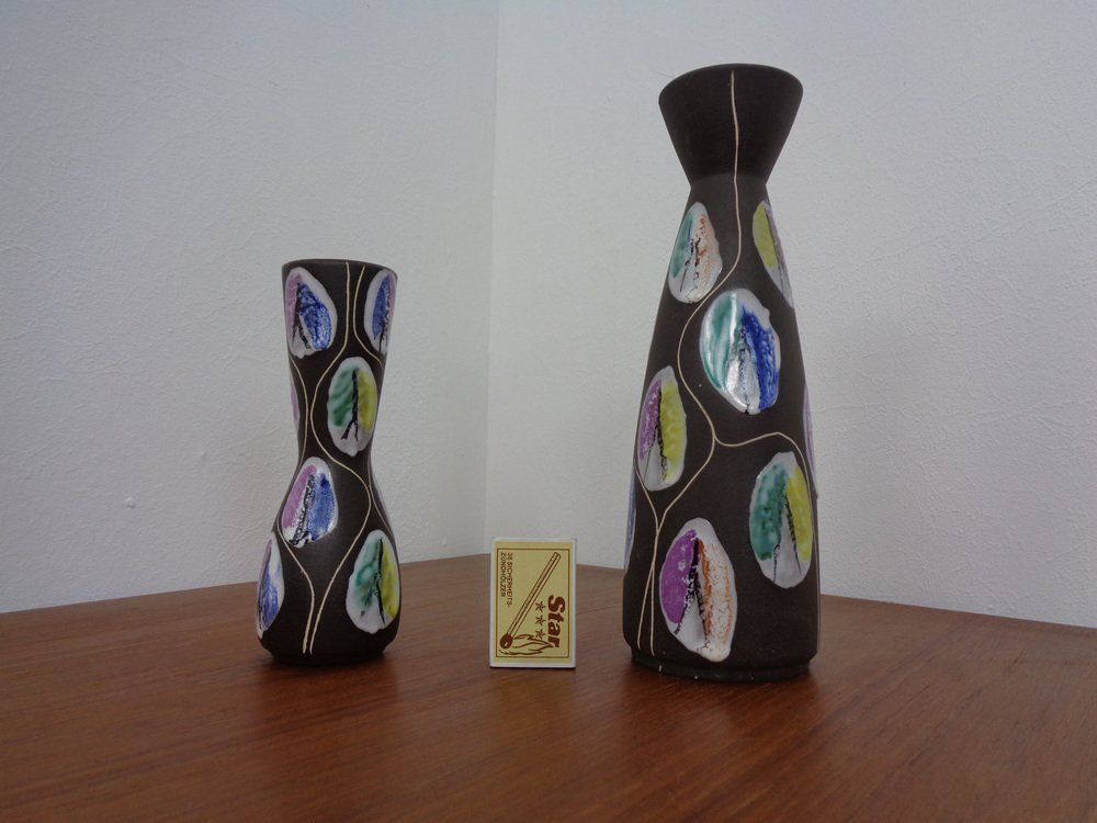 Ceramic Kongo Vases By Bodo Mans For Bay Keramik, 1960s, Set Of 2 photo for sale