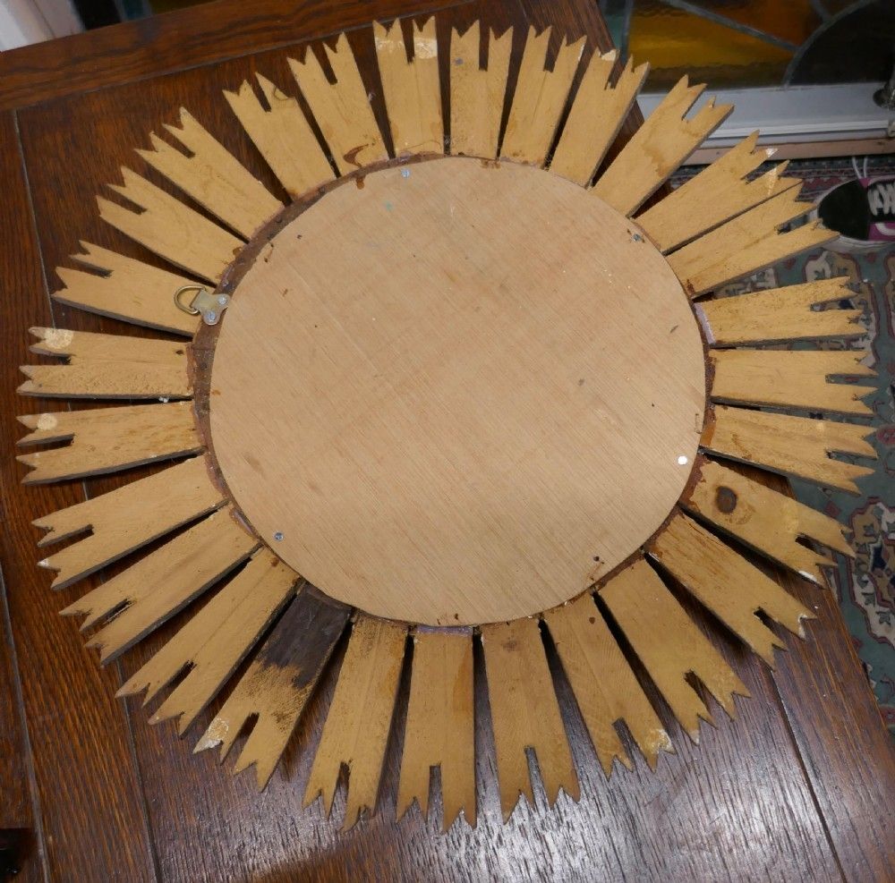 French Carved Wood Art Deco Odeon Style Sunburst Mirror photo buy