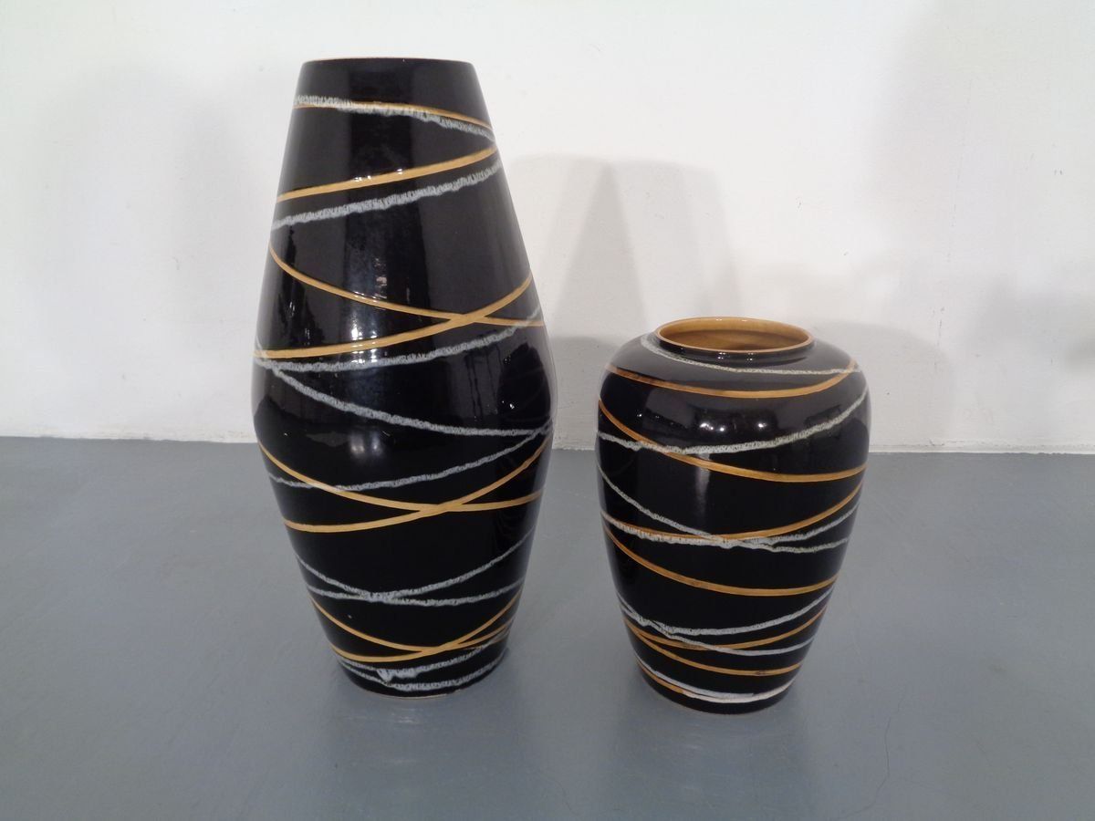 Fat Lava Ceramic Vases From Scheurich 1960s Set Of 2 photo vintage