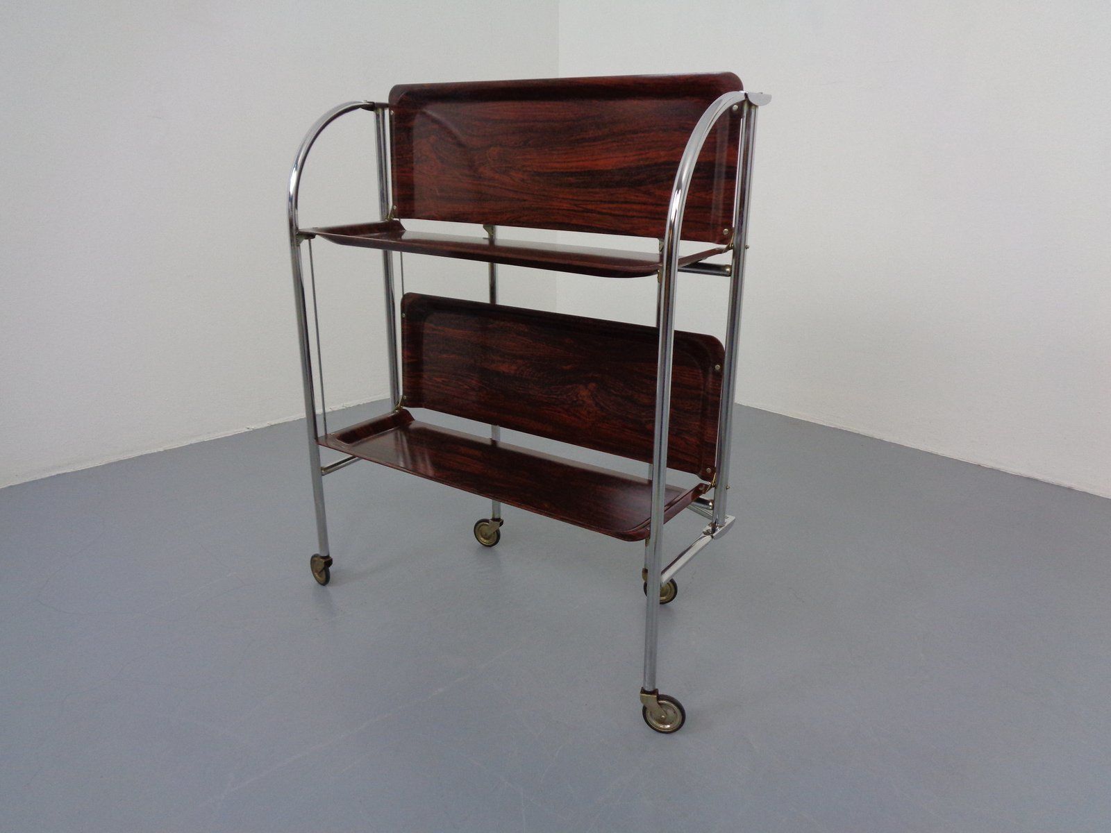 photo for sale Vintage Optic Rosewood Pressalit Tea Cart 1970s
