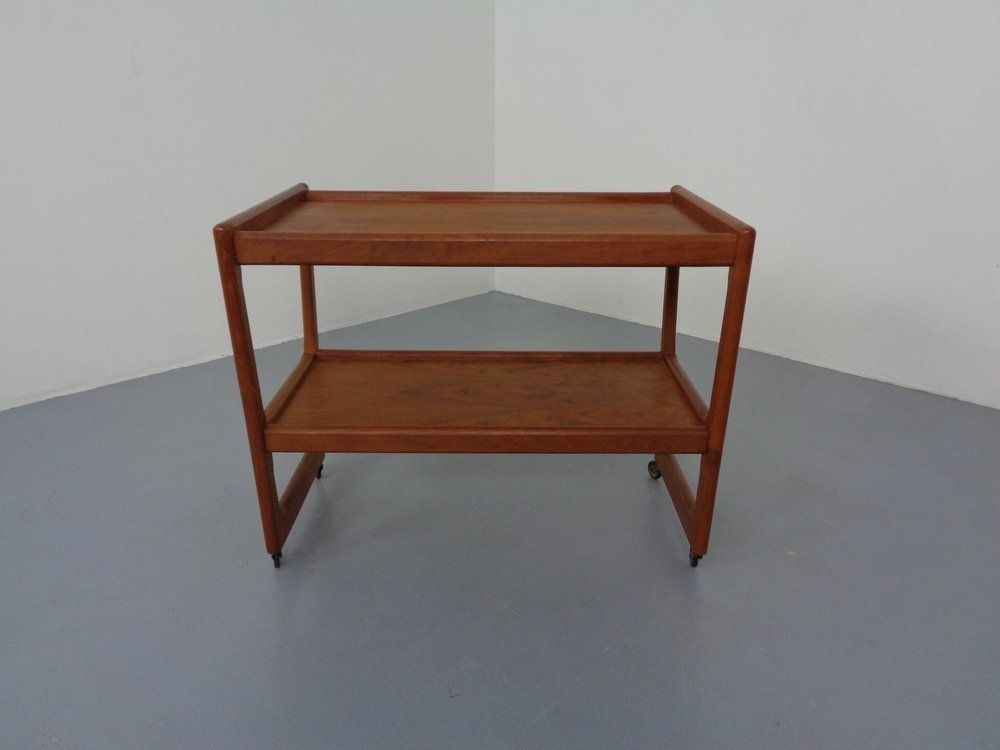 Teak Bar Cart By Holger Georg Jensen For Kubus, Denmark, 1960s