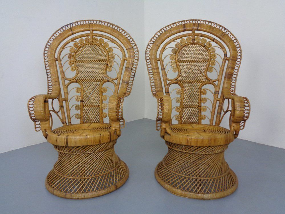 French Peacock Chairs & Table, 1960s, Set Of 3 photo vintage