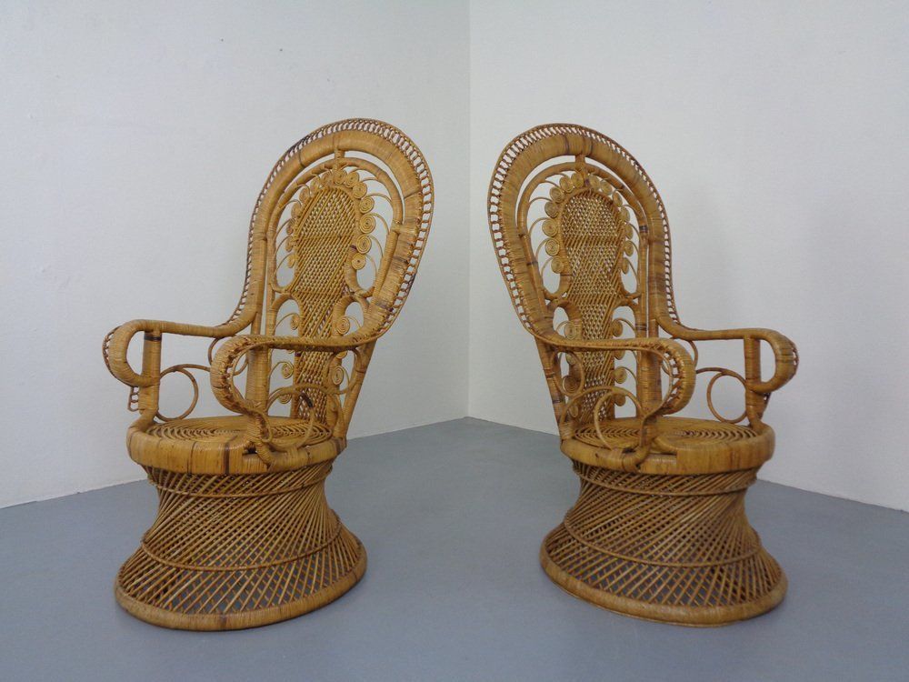 photo for sale French Peacock Chairs & Table, 1960s, Set Of 3