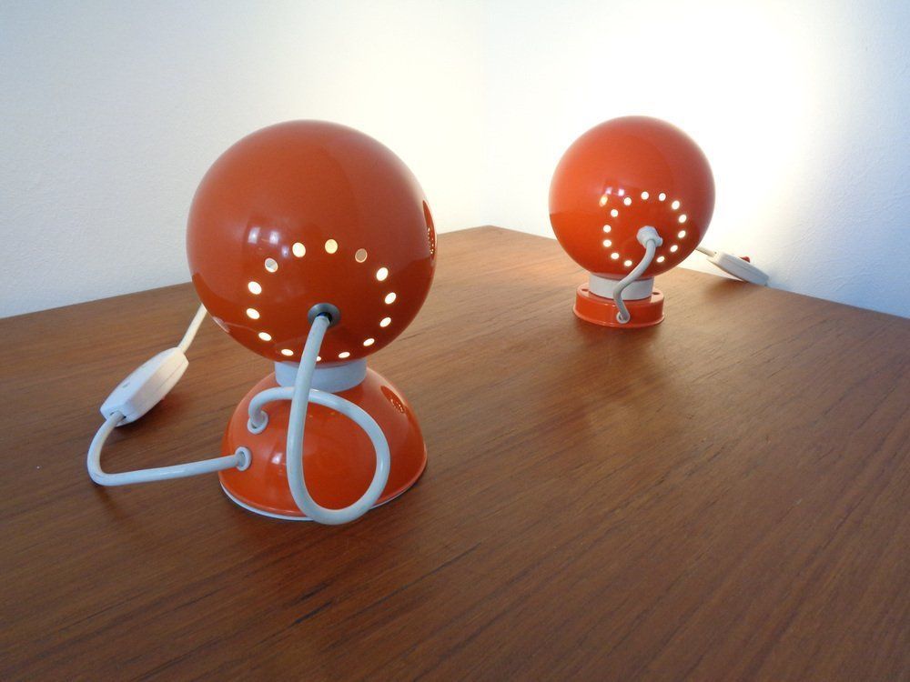 Italian Space Age Metal Internal Magnet Table Lamps By Reggiani, 1960s, Set Of 2 photo buy