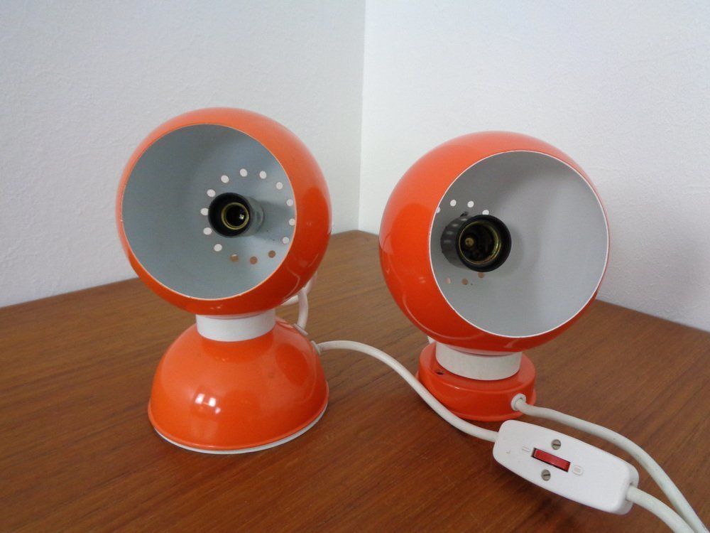 Lighting Italian Space Age Metal Internal Magnet Table Lamps By Reggiani, 1960s, Set Of 2 photo