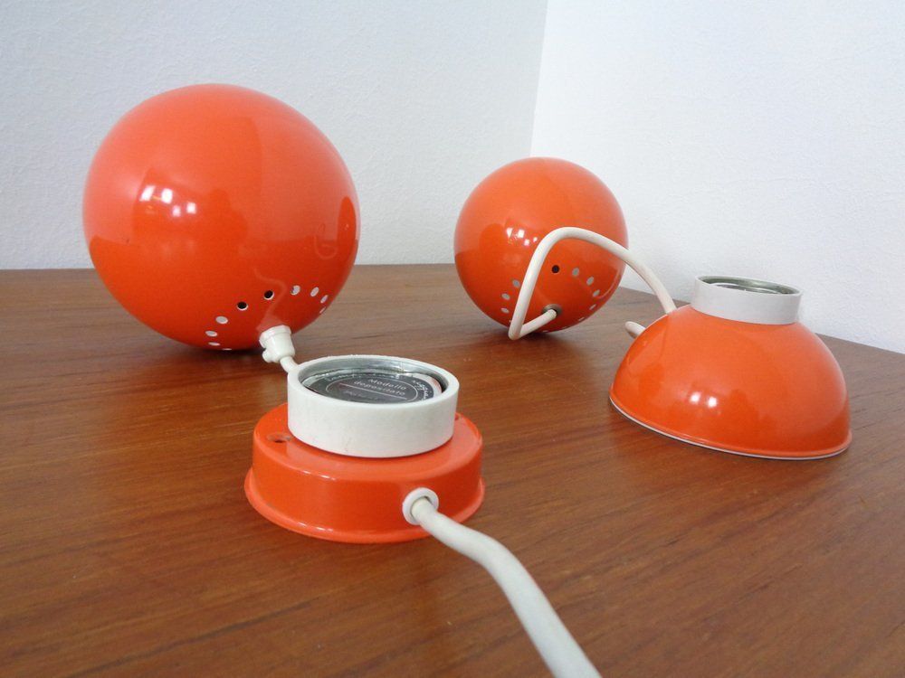 438.0 Italian Space Age Metal Internal Magnet Table Lamps By Reggiani, 1960s, Set Of 2 photo