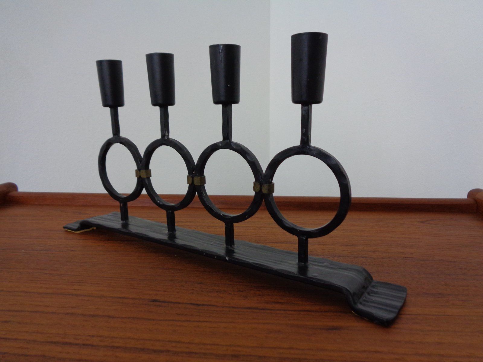 photo furniture Brutalist Iron Magazine Rack And Candleholder, 1960s, Set Of 2